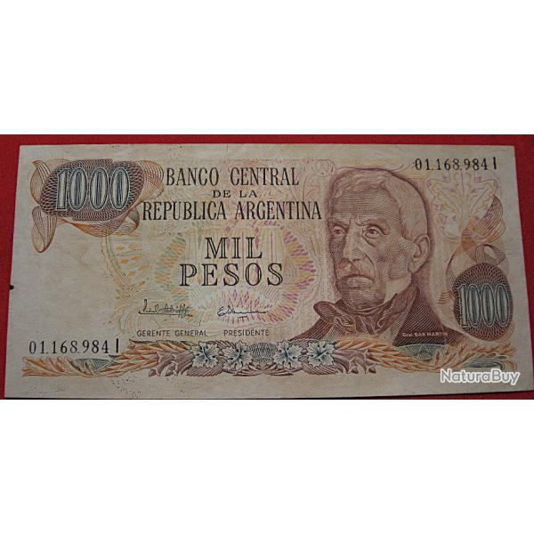 Agentine billet de mil pesos TTB 1980