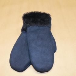 Moufles en peau d'agneau retourn&eacute;e chaudes pour Femme bleu marine navy
