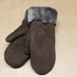 Moufles en peau d'agneau retourn&eacute;e chaudes pour Femme marron