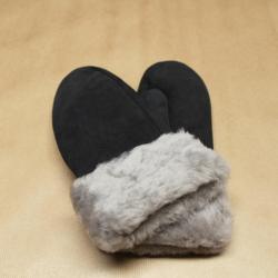 Moufles en peau d'agneau retourn&eacute;e chaudes pour Femme TAUPE
