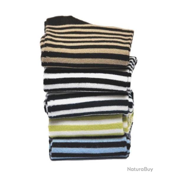 Chaussettes ray�es non comprimantes bambou femme 37/39 ray� bleu