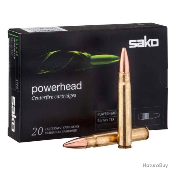 Munitions SAKO calibre 9.3x74R Powerhead 250gr - 16.2g x20