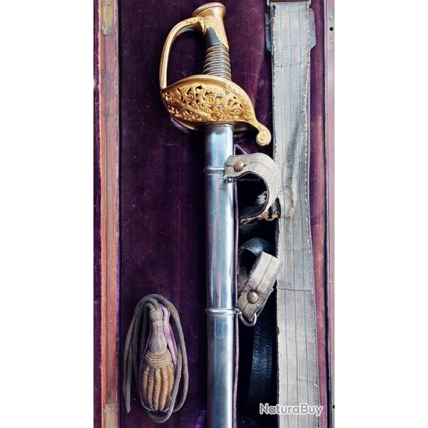 COFFRET DE SABRE MODELE 1855 D'ETAT MAJOR OFFERT AU COLONEL ALEXIS ADOLPHE BLIGNY EN 1851 - FRANCE S