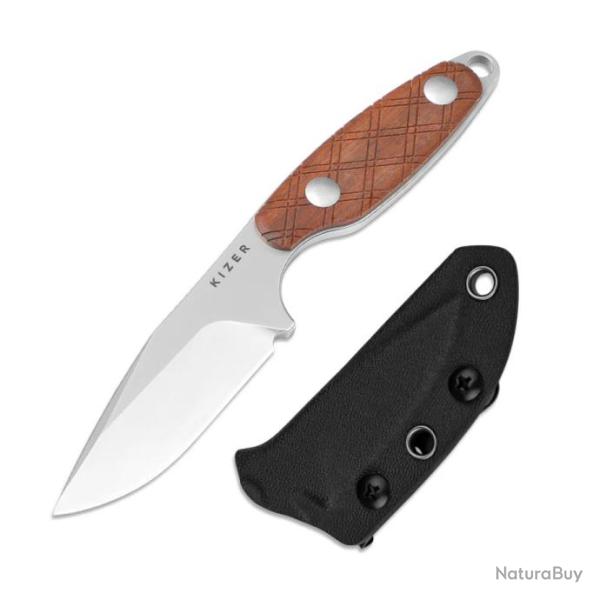 Couteau Kizer Muskrat Drop Point Lame Acier S35VN Manche Bois Mkuruti Etui Kydex KI1064A2