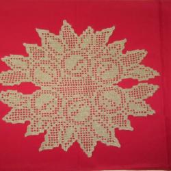 Nappe centre de table " Les Tournesols " Linge de table en ficelle de jute. Crochet fait main.