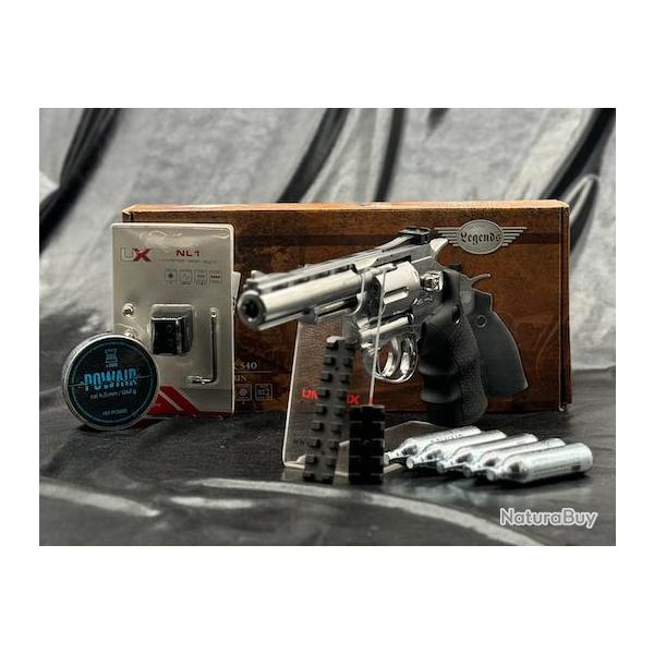 Pack Laser Pr�t a Tirer REVOLVERS LEGENDS S40 SILVER CO2 CAL 4.5 MM