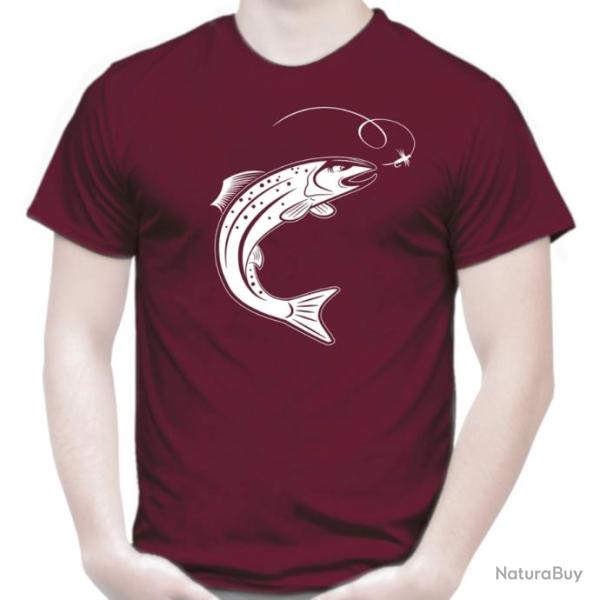 T-SHIRT TRUITE p�che � la mouche Hame�on Leurre Toc carnassier Id�e cadeau p�cheur Anniversaire No�l