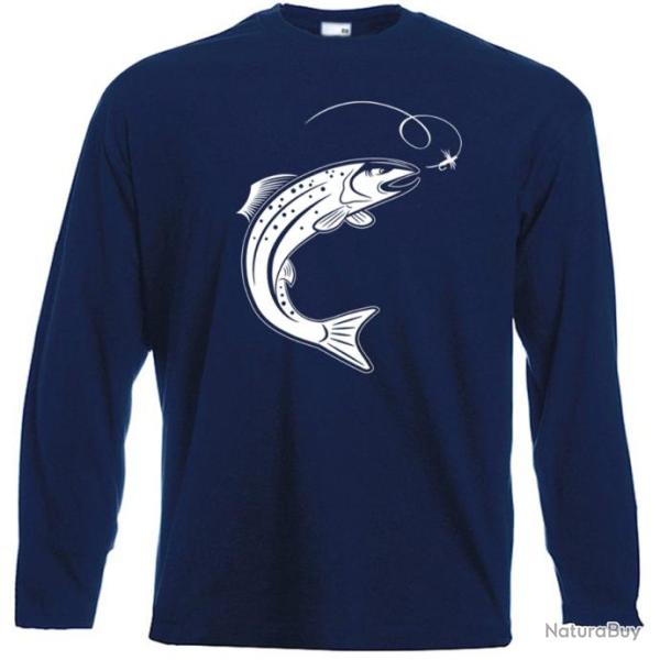 T-SHIRT MANCHES LONGUES -  TRUITE - p�che � la mouche Hame�on Leurre carnassier  Id�e cadeau p�cheur