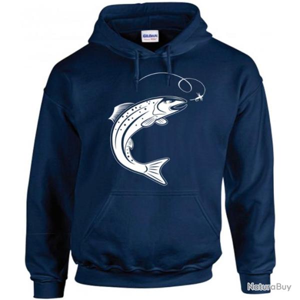 SWEAT CAPUCHE - TRUITE - p�che � la mouche Hame�on Leurre carnassier Toc Id�e cadeau p�cheur No�l