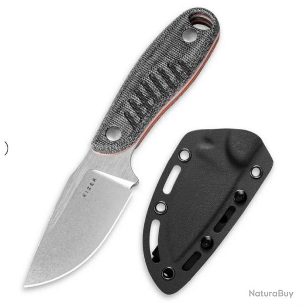 Couteau Kizer Hare Black Lame Acier Nitro-V Manche Micarta Etui Kydex KI1077A2