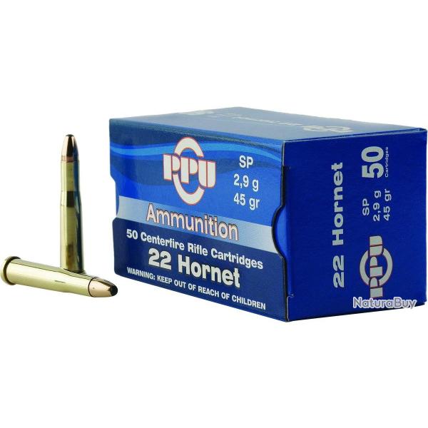 Cartouches PPU Calibre 22 HORNET SP 45grs - Boite de 50 unit�s