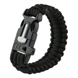 Bracelet paracorde pierre &agrave; feu et sifflet CAO noir