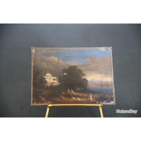 Peinture orientaliste miniature huile sur papier sign� Paul Pascal (1832-1903)