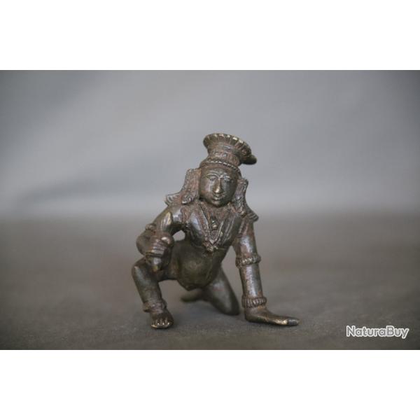Petit bronze Indien en reprsentation de Krishna agenouill�e - Inde du Sud, 19�me si�cle ou ant�rieur