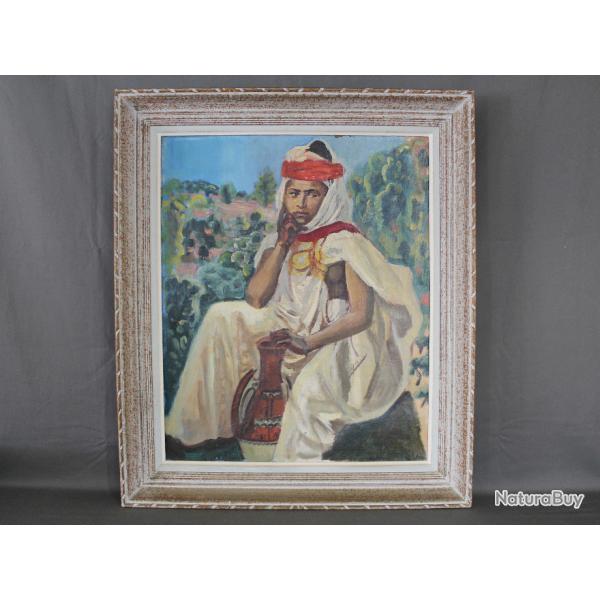 Huile sur toile orientaliste pr�sentant une jeune fille Kabyle - Jean Hurstel, 1936