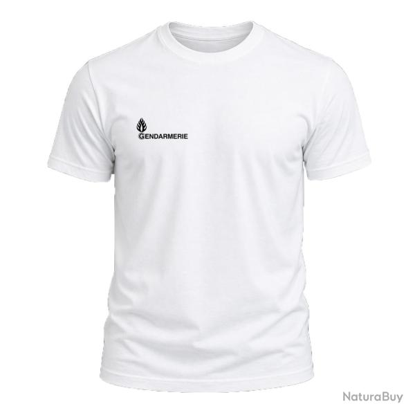 Tee Shirt Gendarmerie coton blanc s�rigraphie noire Sans velcros