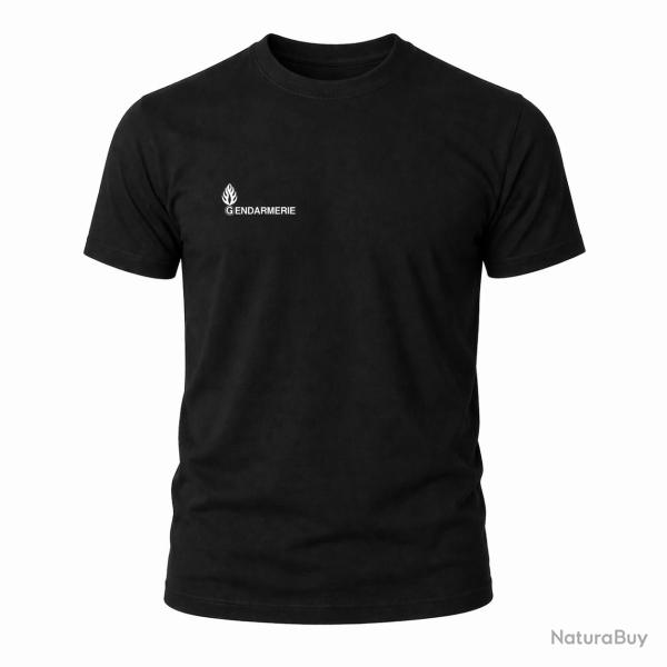 Tee Shirt Gendarmerie coton noir s�rigraphie blanche Velcros grade