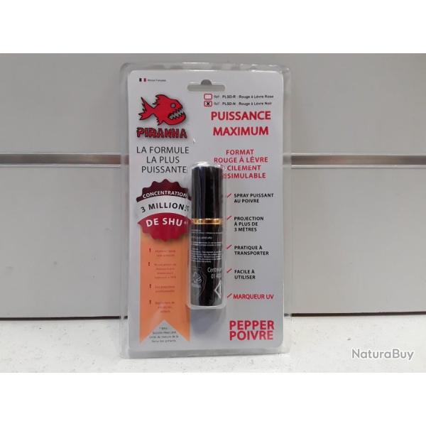 Spray poivre Piranha ROUGE  LEVRE NOIR facilement dissimulable 22ml