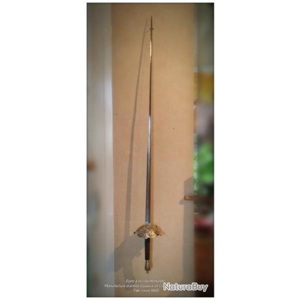 pe de duel franaise mi XIXe s.  "la colichemarde", fab. Coulaux et Cie, c. 1838. tat collection