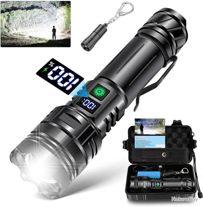 Lampe De Poche Lampe de poche LED 500000 lumens la plus puissante lampe de poche USB lampe de chasse lampe de chasse à la main Portable (Body Color : Black