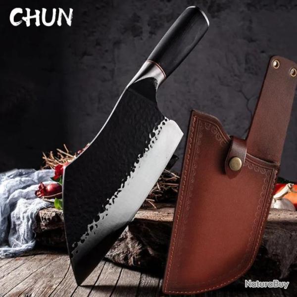 outeau de cuisine forg� � la main 50Cr15mov avec housse -*LIVRAISON GRATUITE !!