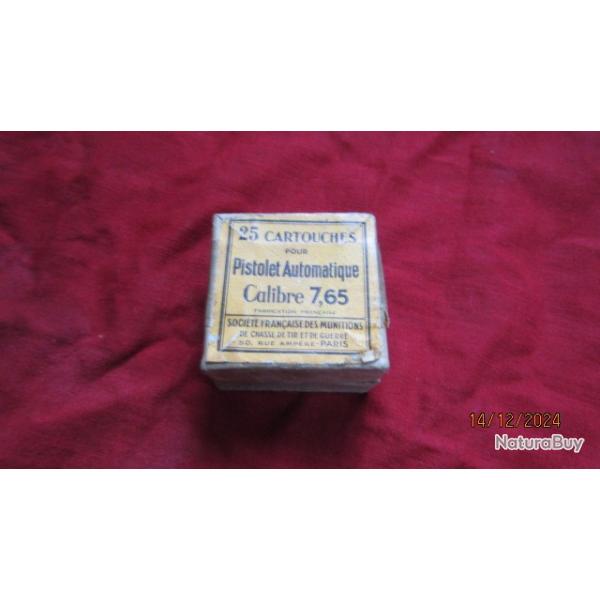1 boite 7,65 perces 7.65 32 acp munitions 25 neutra neutralises vides perces percutes jaune SFM