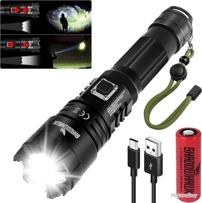 Lampe Torche LED Ultra Puissante – Zoomable – Idéale Pour Camping, Vélo, Bricolage