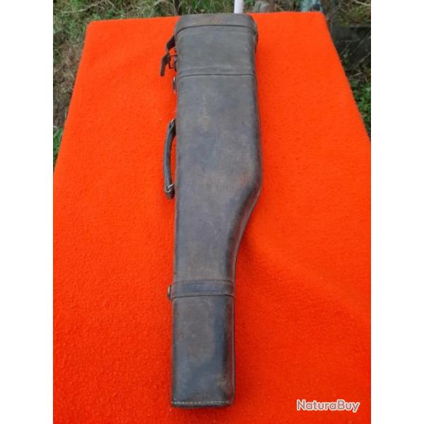 ancien �tui jambon en cuir couleur marron fonc�