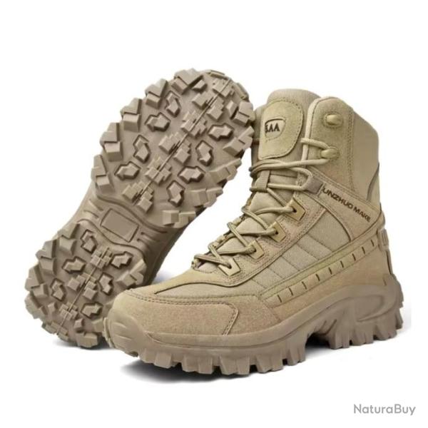 Bottes de randonn�e BEIGE homme hiver - Chasse - Trekking marche anti-chocs - Camping plein air