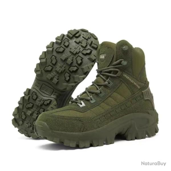 Bottes de randonn�e VERTE homme hiver - Chasse - Trekking marche anti-chocs - Camping plein air