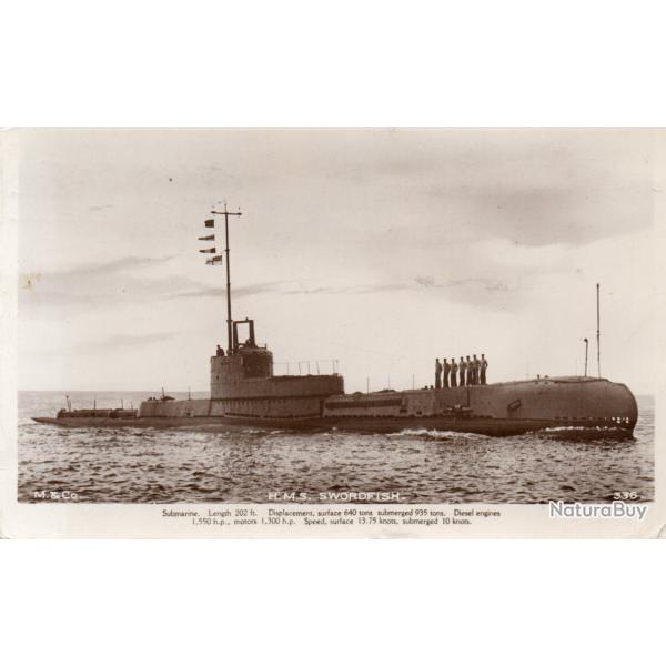 Carte Postale Ancienne H.M.S. SWORD FISH. S CLASS Comm. 28/11/1932 GROUP - N�7646