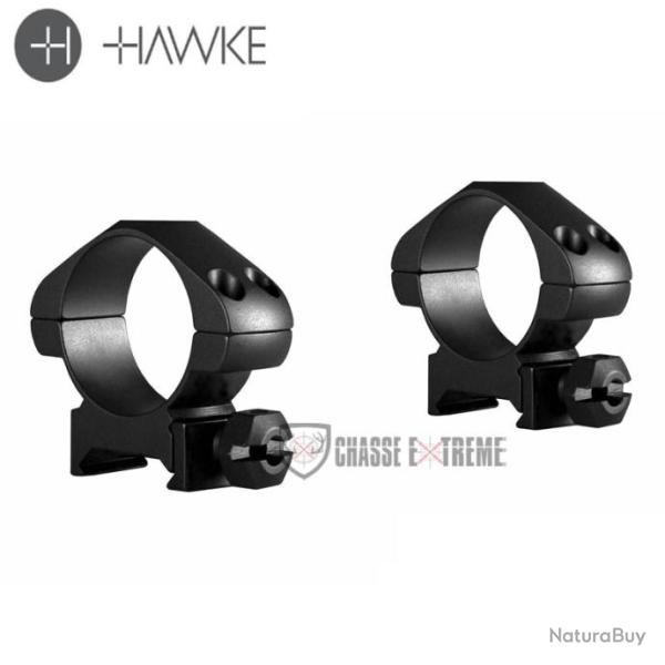 Colliers de Montage HAWKE Acier Pr�cision Weaver 30mm � �crou Medium