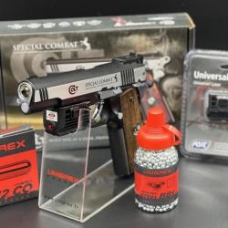 Pack pr&ecirc;t &agrave; tirer avec laser Pistolet Colt Combat 4,5mm BB's (Inclus: Laser + CO2 + Billes acier)