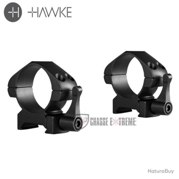 Colliers de Montage HAWKE Acier Pr�cision Weaver 30mm � Levier Medium