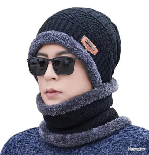 Ensemble Bonnet Et écharpe Polaire Noir - Unisexe, Taille Unique, Acrylique, Neuf Avec étiquettes