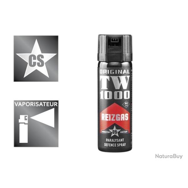 BEL2124 LOT DE 6 AEROSOLS DE DEFENSE CS (GAZ PARALYSANT) TW 1000 "CLASSIC" 63ML NEUF
