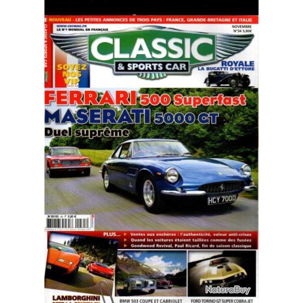 classic & sport car 34 de 2011 , bmw 503, ford torino, maserati 5000 gt et ferrari 500, lamborghini,