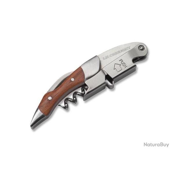 BEL2161 COUTEAU SOMMELIER LE CREUSET SCREWPULL "WT110" 3 PIECES MANCHE 12CM BOIS NEUF