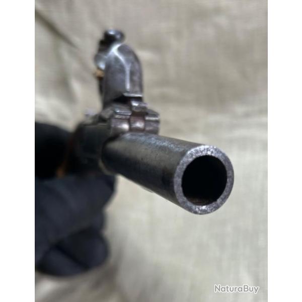 Pistolet � Silex de voyage en TB �tat - 1/3 du XIX i�me si�cle