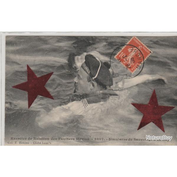 CPA -Exercice Natation des Fusiliers Marins Simulacre Sauvetage Noy� Bachi- N�024