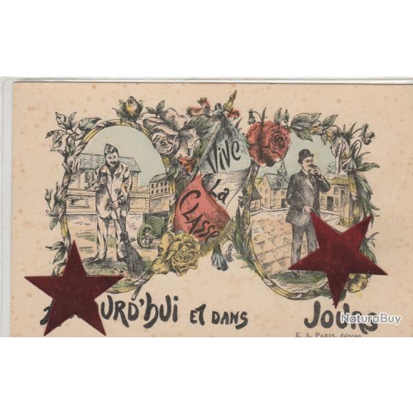 CPA -Vive la Classe Aujourd'hui et dans X jours Illustr� Soldat et civil- N�023