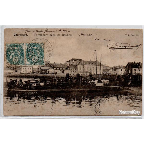 CPA - CHERBOURG TORPILLEURS DANS LES BASSINS- N�1263