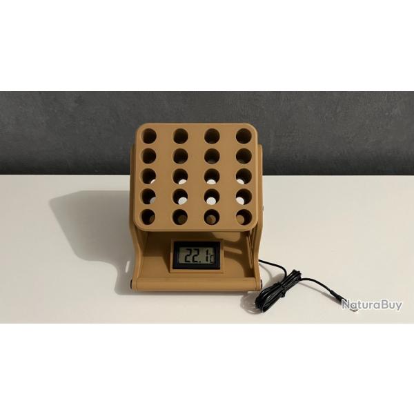 Pr�sentoir pour munitions 338 Lapua Magnum avec sonde de temp�rature couleur sable