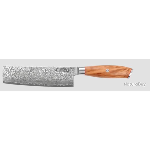 Wusaki Fujiko Couteau damas 10CR Nakiri lame 17cm