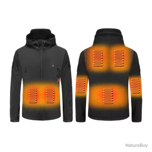 Veste chauffante Softshell USB pour homme et femme NOIRE - Randonn�e, chasse, ski - Hiver - 7 zones