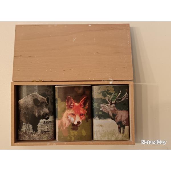 COFFRET EN BOIS AVEC 3 SAVONS DECOR CHASSE