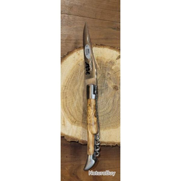 Couteau LAGUIOLE 3 pi�ces en bois d'olivier Fabrication Fran�aise