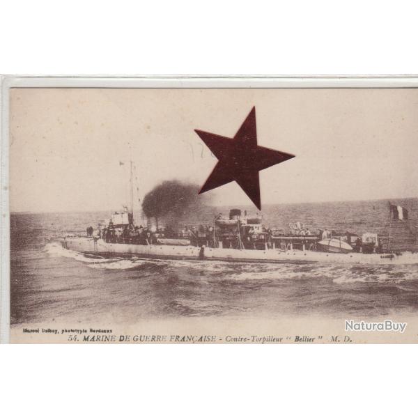 CPA - MARINE DE GUERRE FRANCAISE CONTRE TROPILLEUR BELLIER N�036