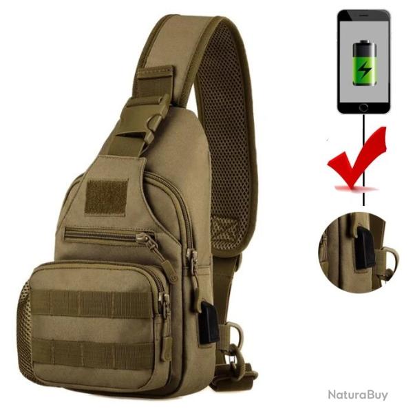 Sac � dos EDC Molle pour voyage et randonn�e charge USB* KAKI*