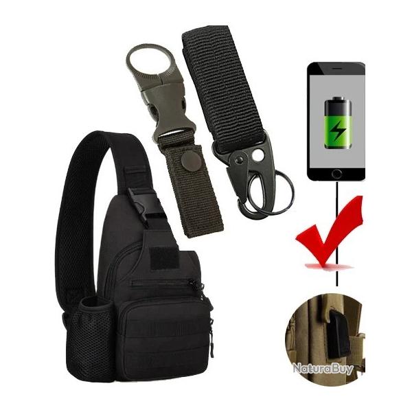 Sac � Dos Anti-Vol avec Chargeur USB* petit sac et 2 crochet USB NOIR*LIVRAISON GRATUITE !!!